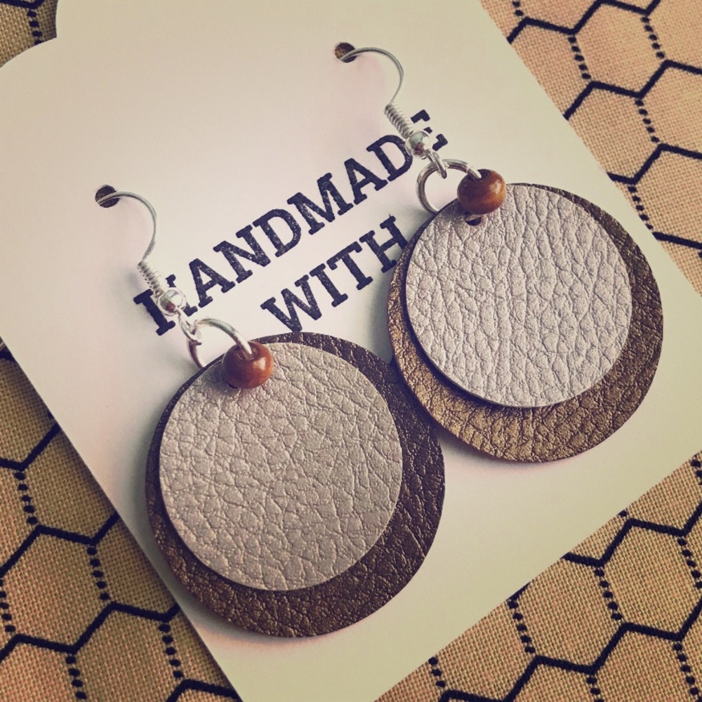 Faux  leather Handmade teardrop earrings